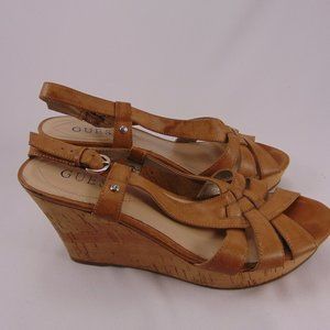 Guess Vegan Leather Strappy Wedge Sandals